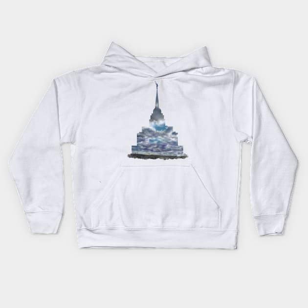 Rexburg Idaho Temple Dramatic Sky Silhouette Kids Hoodie by DSCarts